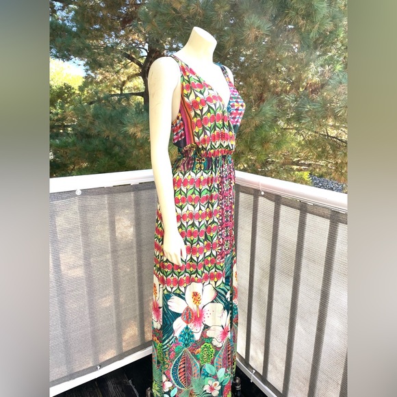 Desigual Multicolor Floral Faux Wrap Sleeveless Summer Dress L - Picture 4 of 10